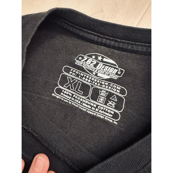 Y2K Navy T shirt Size XL Back Eagle Flag Graphic Print Made USA 100% Cotton - Picture 4 of 5